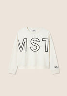 Oversized cropped sweatshirt with large print - Artic Wolf-Black