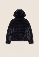 Synthetic fur hooded jacket with striped effect - Black