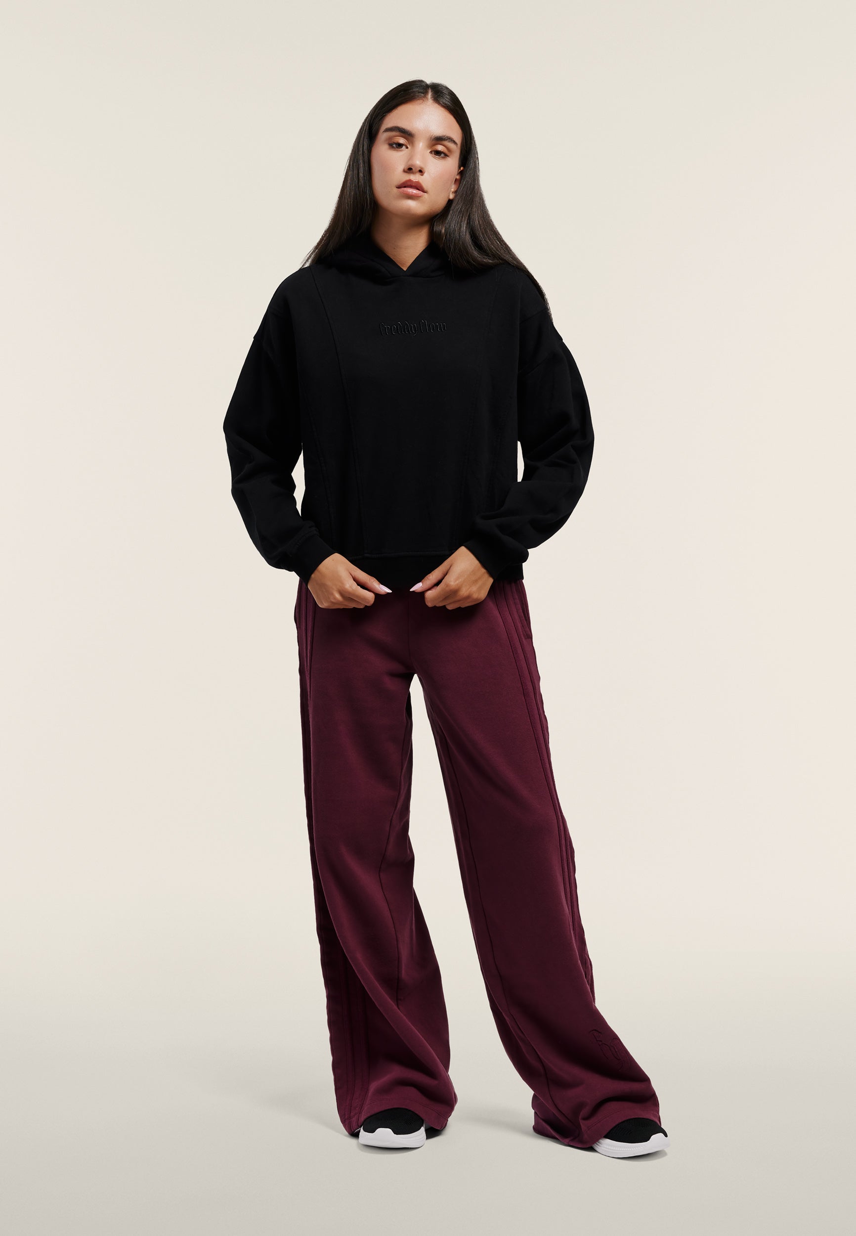 Oversize cropped hoodie with a faded effect - Black