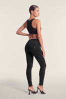 N.O.W. Yoga Mid Waist Skinny Denim Jeans - Denim Black - Black Seam