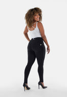 WR.UP Curvy Push-Up Regular Waist Skinny Denim Jeans - Denim Black - Black Seam