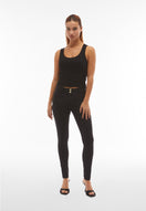 WR.UP Push-Up Regular Waist Skinny Denim Jeans - Denim Black - Black Seam