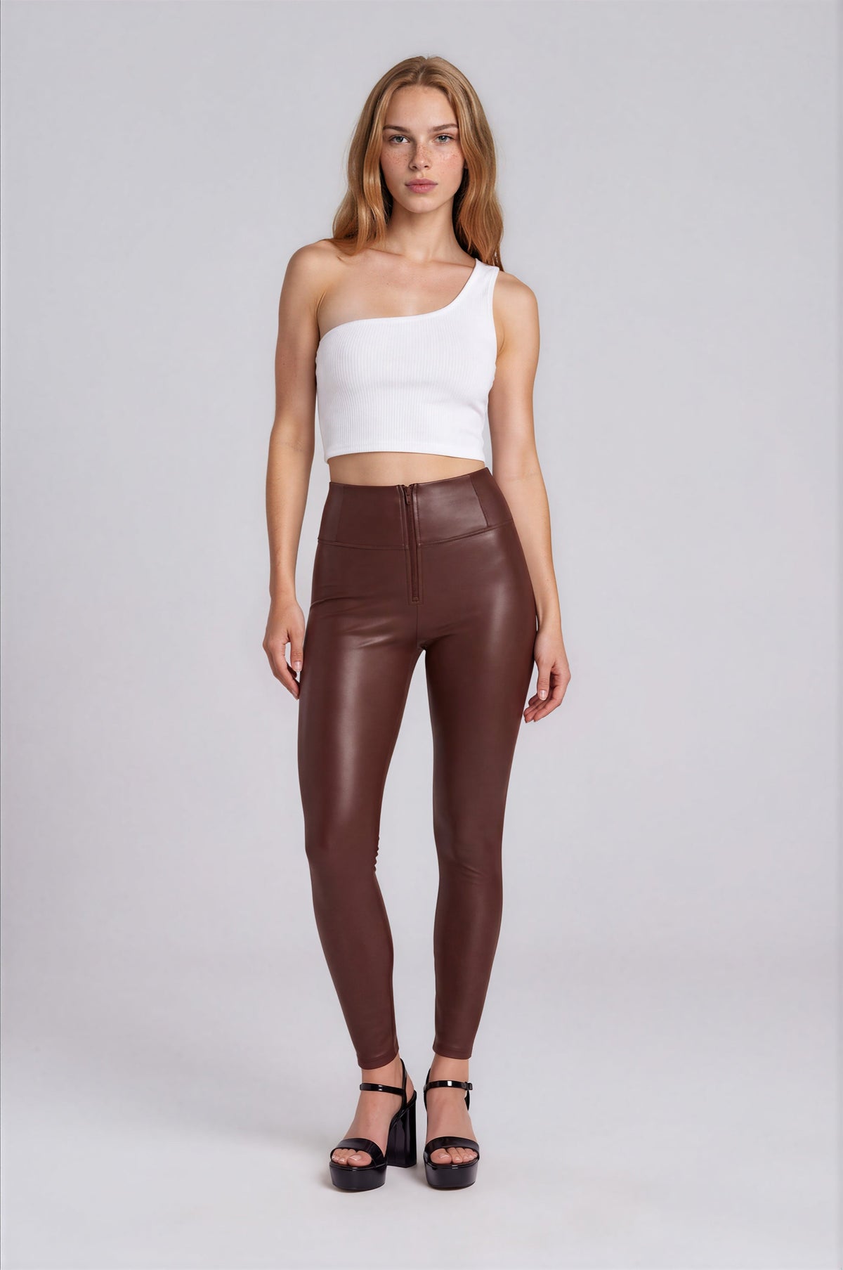 WR.UP Push-Up High Waist Skinny Vegan Leather Pant - Hot Fudge Brown