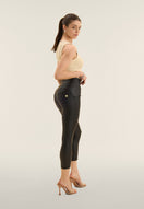 WR.UP Push-Up Button High Waist Skinny 7/8 Vegan Leather Pant - Black