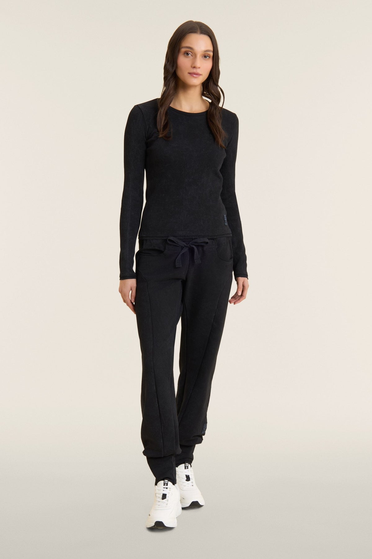 Ribbed long sleeve t-shirt with 50 Years of Movement patch - Black